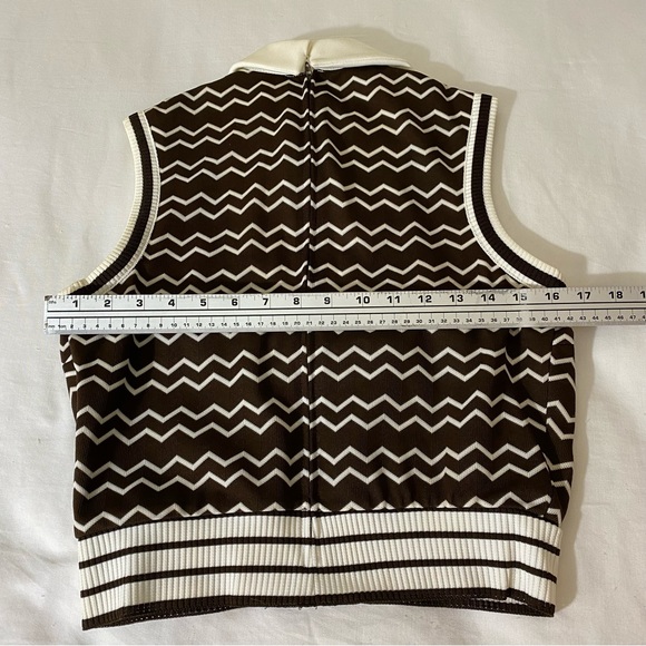Vintage The Kollection Jacket and Blouse Set Brown White Stripes 70's Career 2pc - Picture 6 of 10